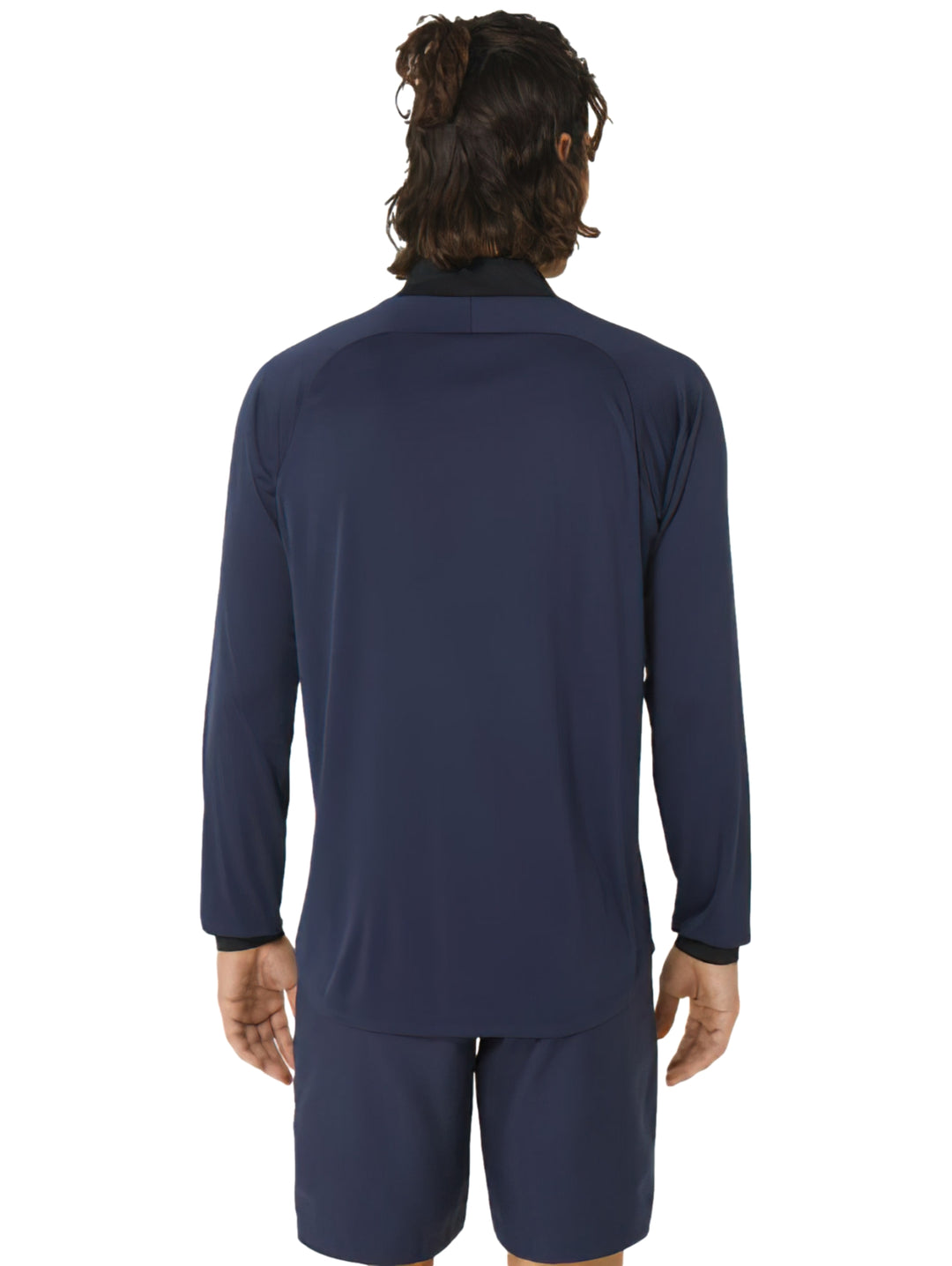 Playera ASICS Court Manga Larga Medio Cierre Azul Midnight para Hombre