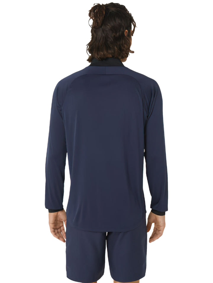 Playera ASICS Court Manga Larga Medio Cierre Azul Midnight para Hombre