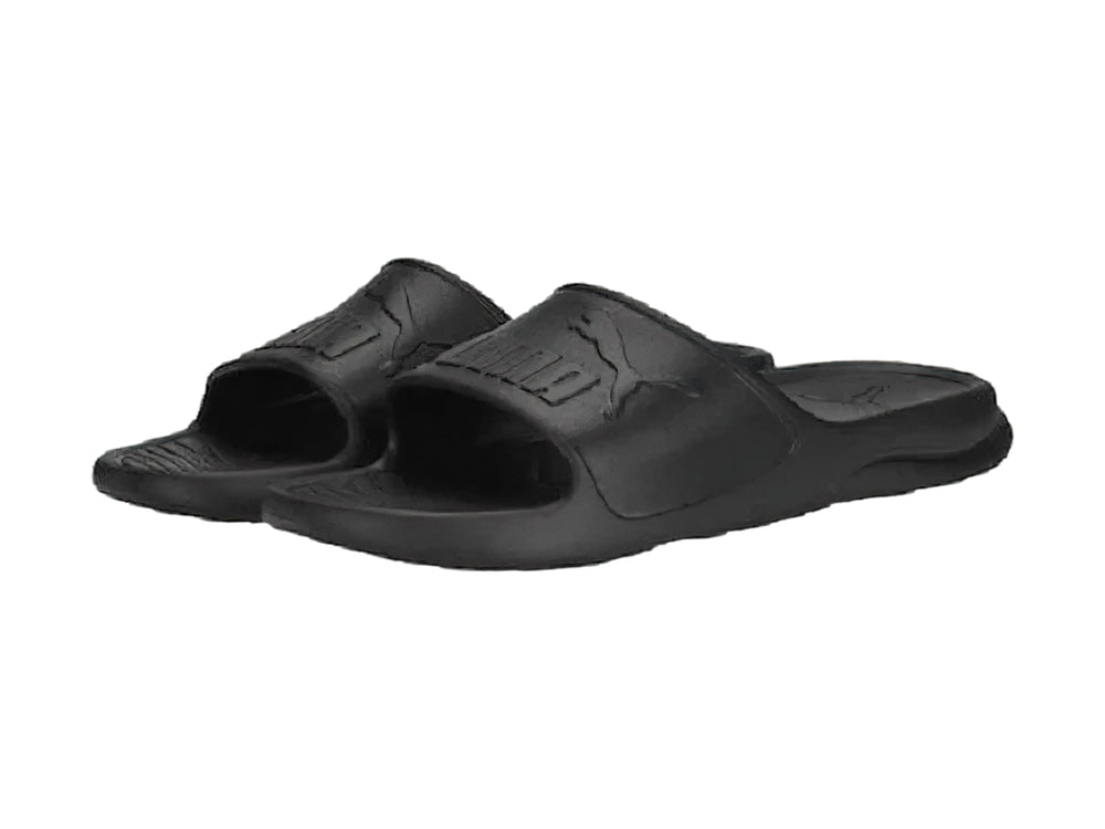 Sandalias PUMA Popcat 20 Injex en color negro sólido con diseño deportivo y correa ancha.