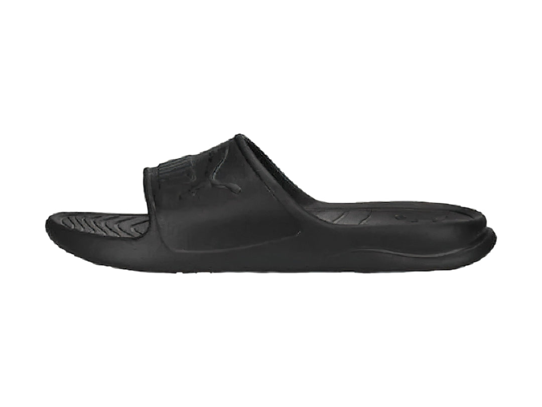 Sandalias PUMA Popcat 20 Injex en color negro sólido con diseño deportivo y correa ancha.