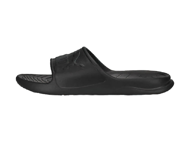 Sandalias PUMA Popcat 20 Injex en color negro sólido con diseño deportivo y correa ancha.