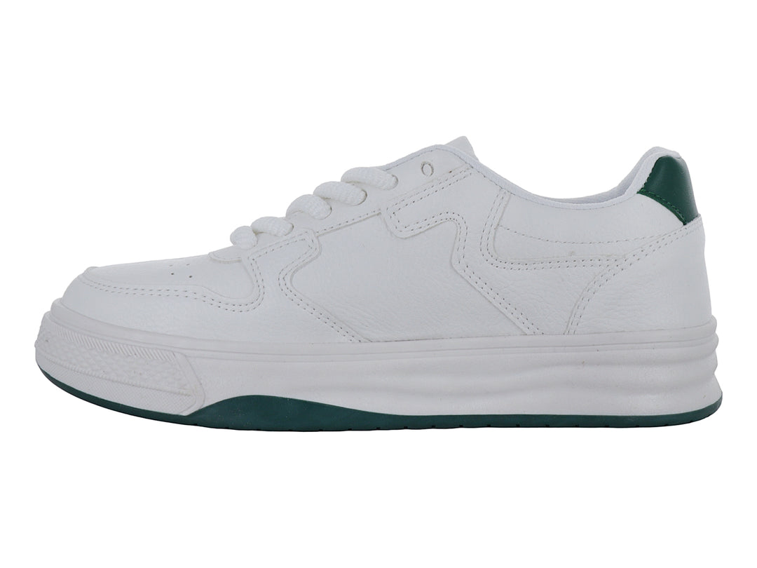 Tenis deportivos Clasben modelo Sidney en color blanco con detalles y estrella en verde.