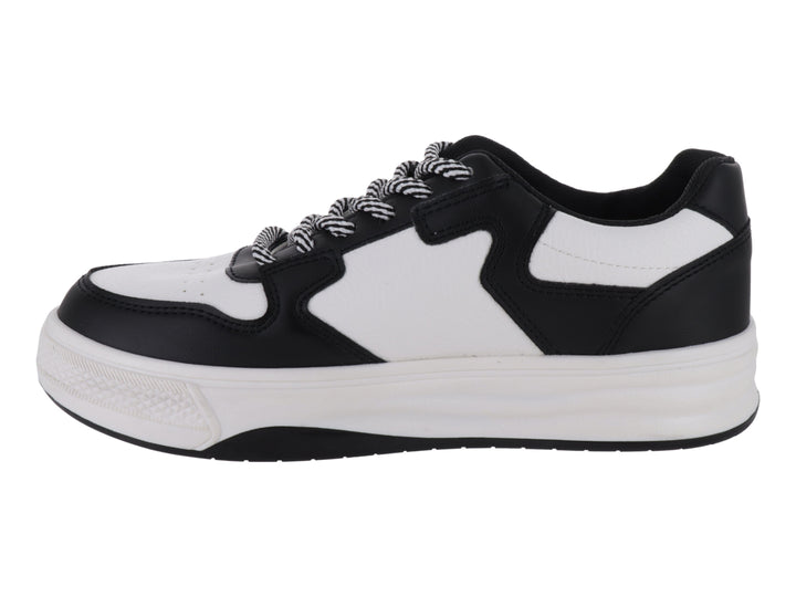 Tenis deportivos Clasben Sidney en color blanco y negro con suela de plataforma y detalle de estrella lateral.