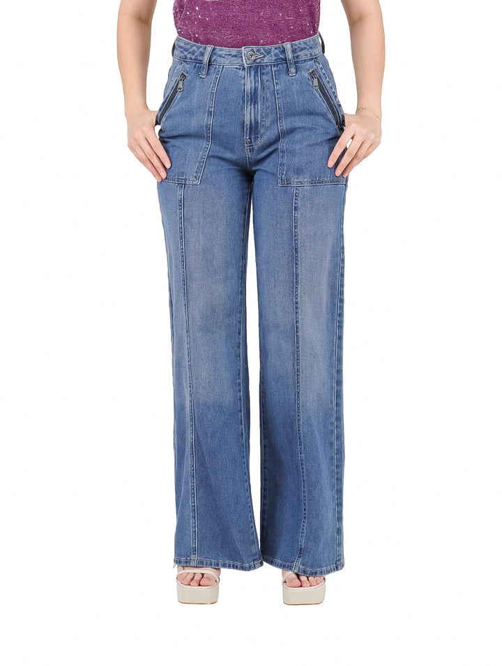 Pantalones DKNY Denim Wide Leg Azul para Mujer