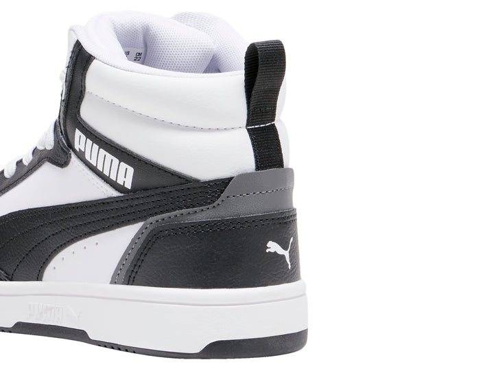 Tenis PUMA Rebound V6 Mid Blanco y Negro para Niño