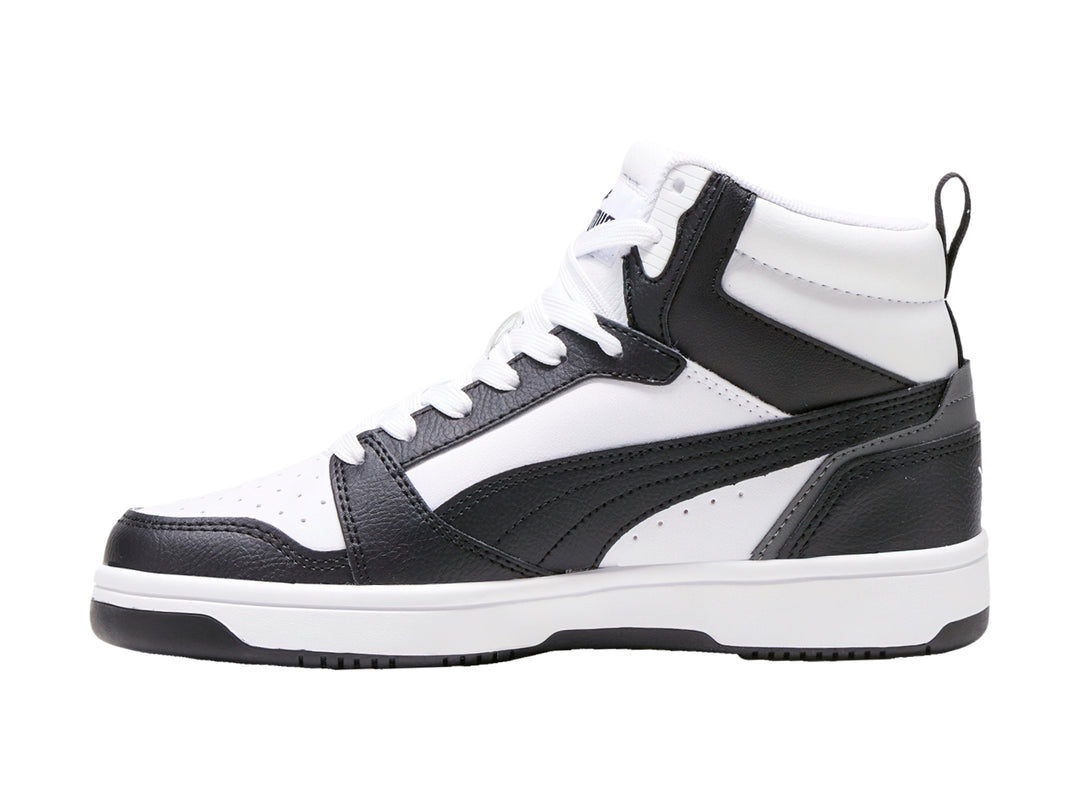 Tenis PUMA Rebound V6 Mid Blanco y Negro para Niño