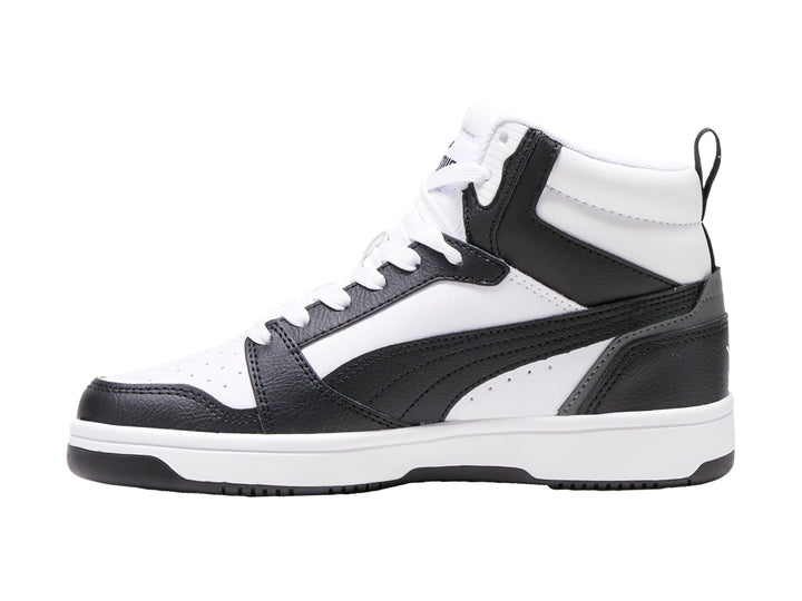 Tenis PUMA Rebound V6 Mid Blanco y Negro para Niño