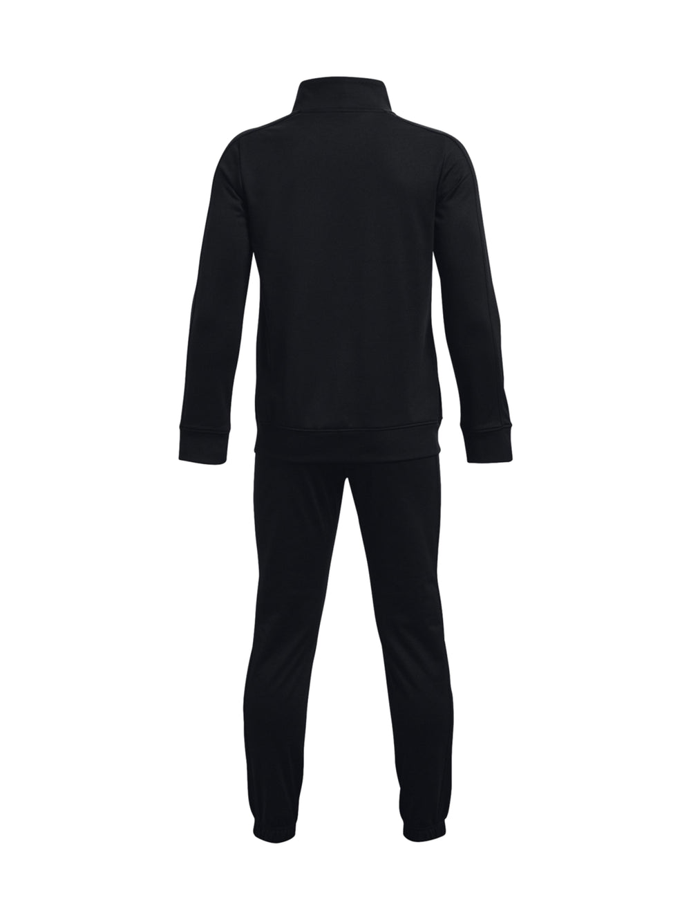 Conjunto deportivo Under Armour de dos piezas en color negro, incluye chaqueta con cierre y pantalones.