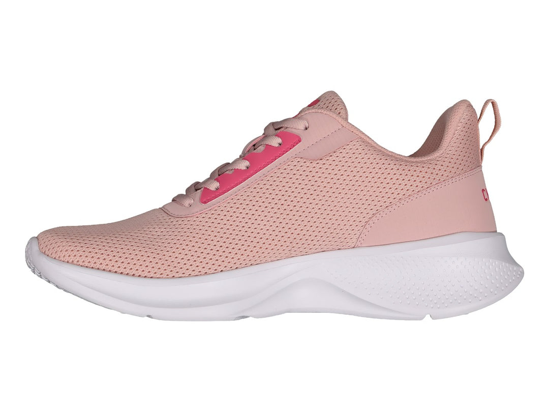 Tenis deportivos Charly color rosa con suela blanca y detalles en rosa fuerte.