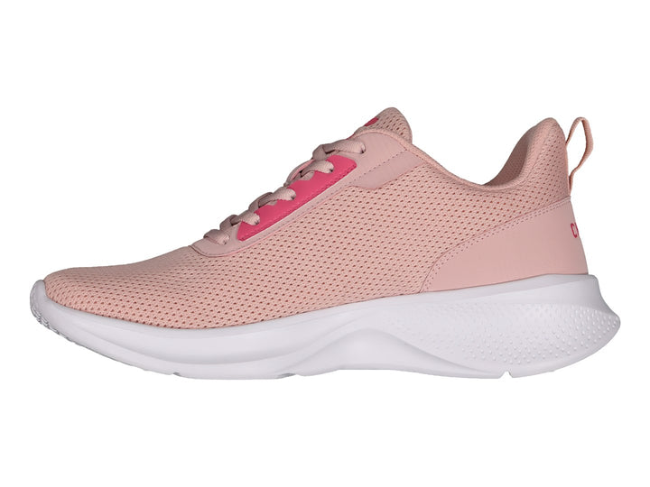 Tenis deportivos Charly color rosa con suela blanca y detalles en rosa fuerte.