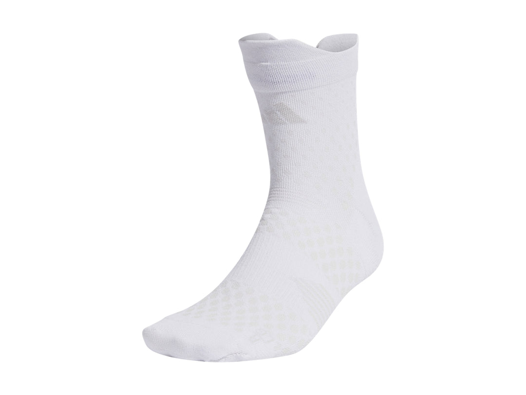 Calcetín deportivo Adidas de color blanco con zonas de tejido texturizado.