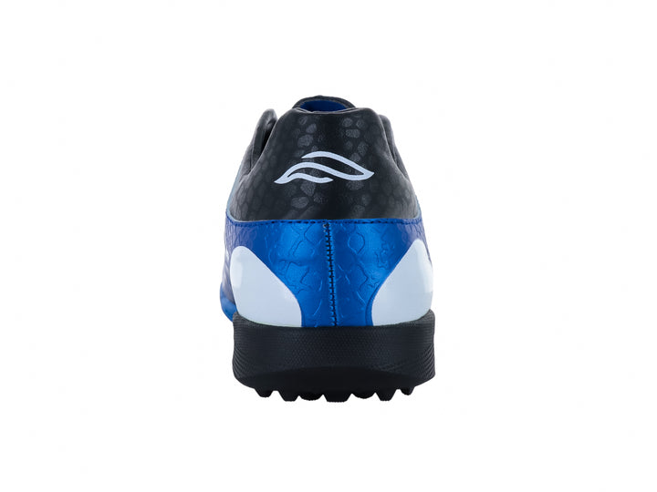 Zapato de fútbol para niño marca Furia en color azul rey con detalles en blanco y negro.