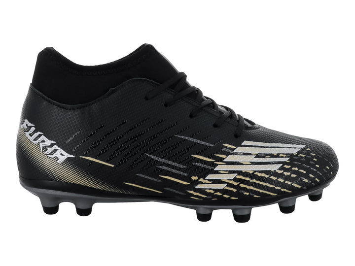 Tenis de Fútbol Furia 1515 Negro Plata y Oro para Niño