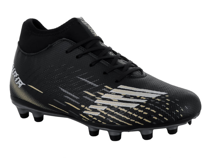 Tenis de Fútbol Furia 1515 Negro Plata y Oro para Niño