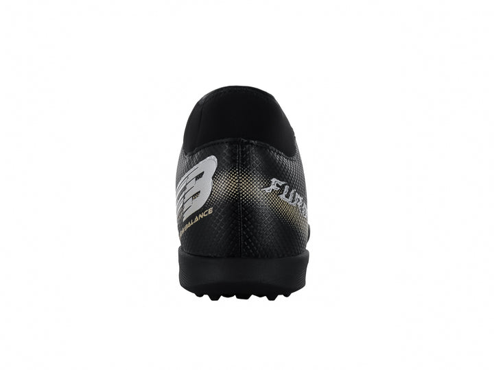 Zapato de fútbol Furia modelo 1515 TF en color negro con detalles en plata y oro, diseño tipo calcetín.