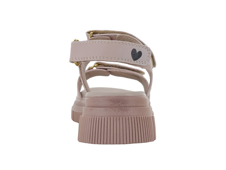 Sandalia color nude para Niña con suela de plataforma dentada y correas con hebilla.