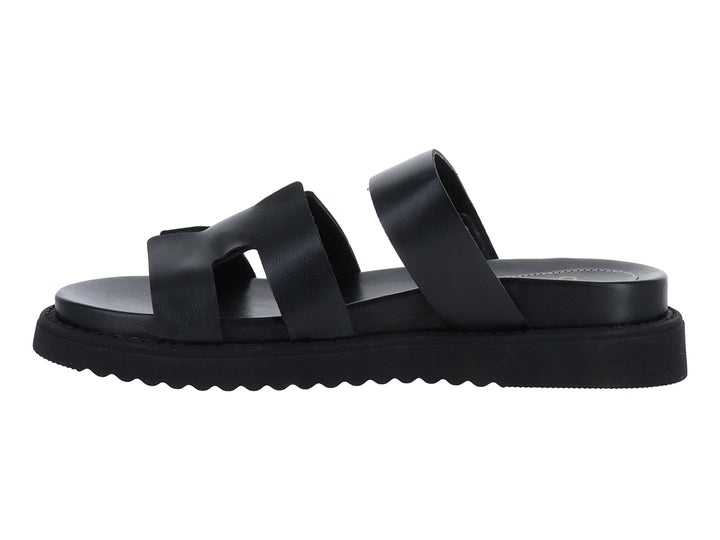 Sandalia negra de plataforma para mujer con correas anchas y suela track