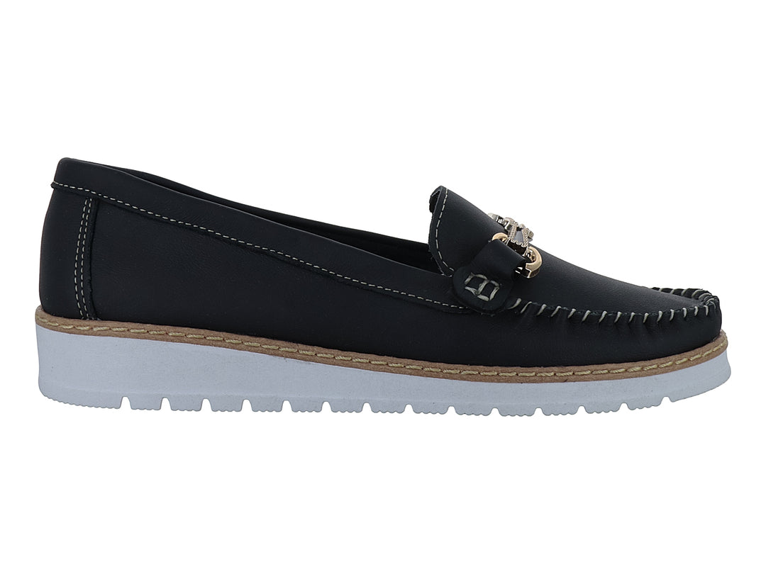 Zapatos Mocasines Luna Rosa Negro para Mujer