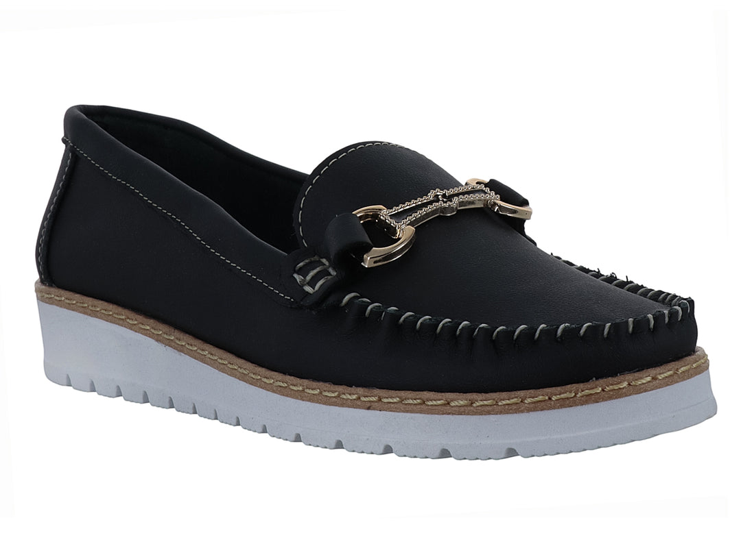 Zapatos Mocasines Luna Rosa Negro para Mujer