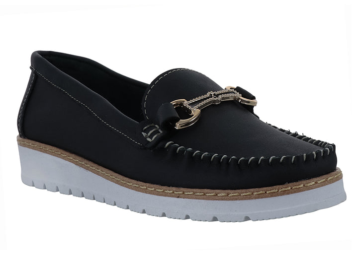 Zapatos Mocasines Luna Rosa Negro para Mujer