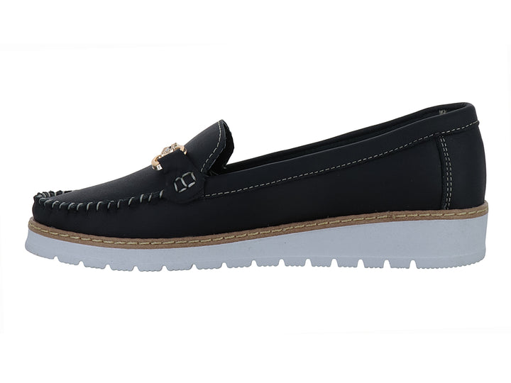 Zapatos Mocasines Luna Rosa Negro para Mujer