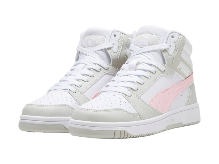 Tenis PUMA Rebound V6 Mid Blancos y Rosas para Nina