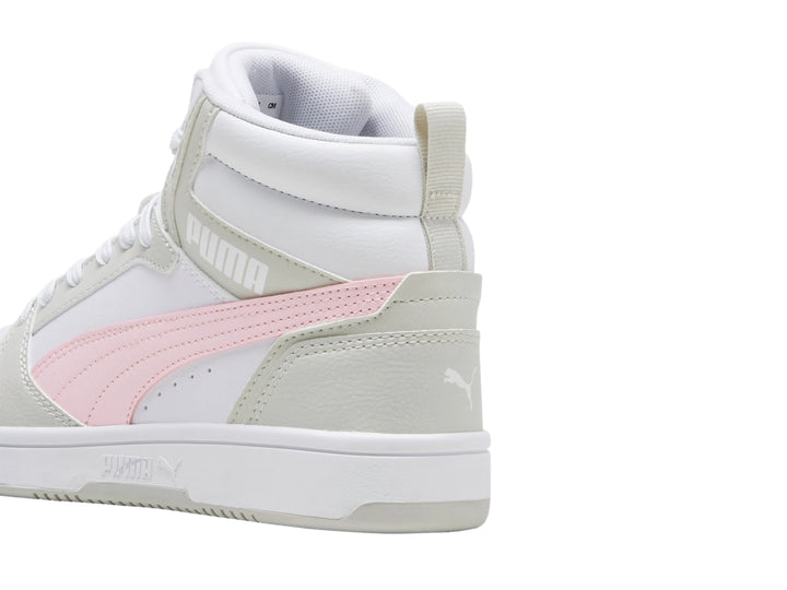 Tenis PUMA Rebound V6 Mid Blancos y Rosas para Nina