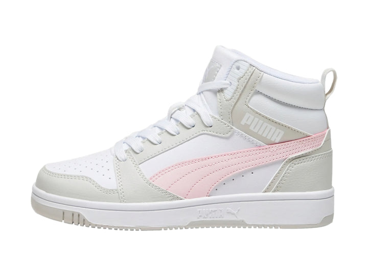 Tenis PUMA Rebound V6 Mid Blancos y Rosas para Nina