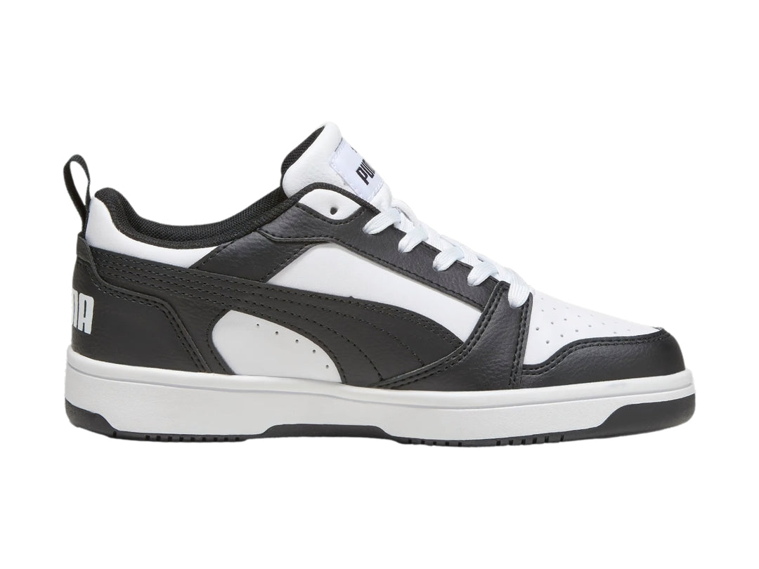 Tenis PUMA Rebound V6 Lo Blanco y Negro para Nino