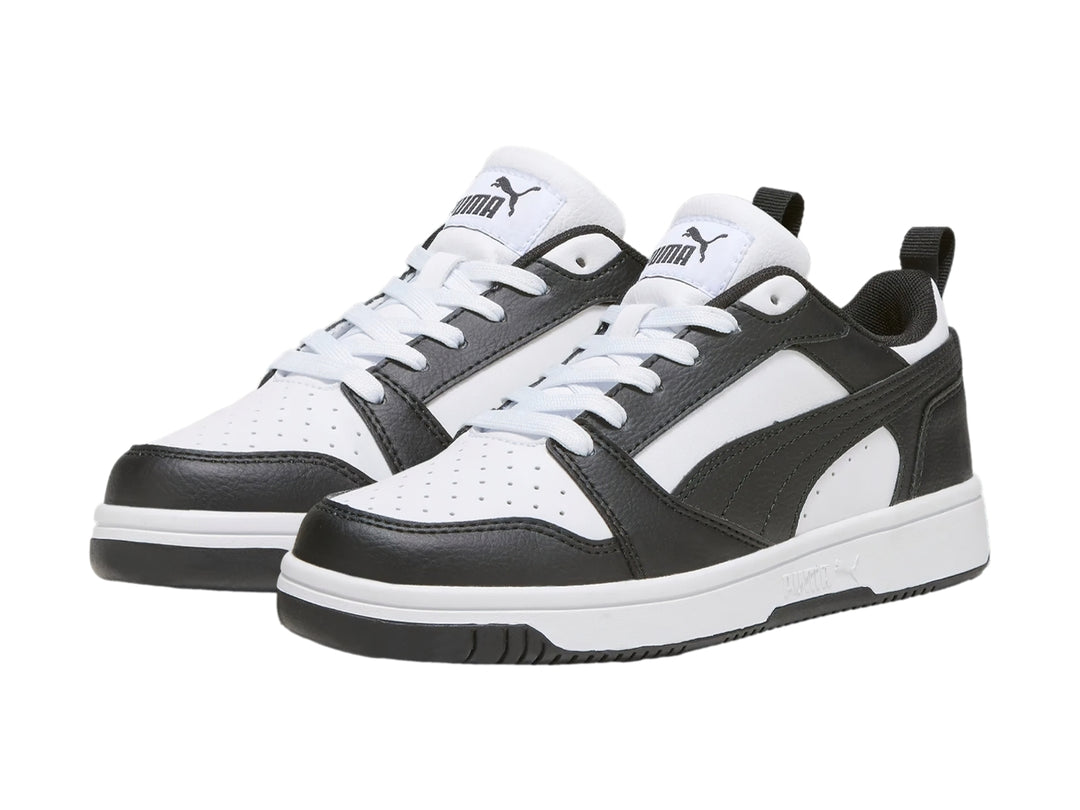 Tenis PUMA Rebound V6 Lo Blanco y Negro para Nino