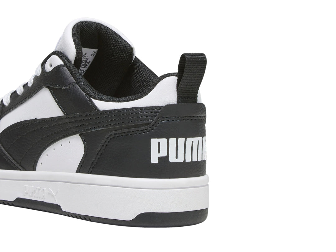 Tenis PUMA Rebound V6 Lo Blanco y Negro para Nino