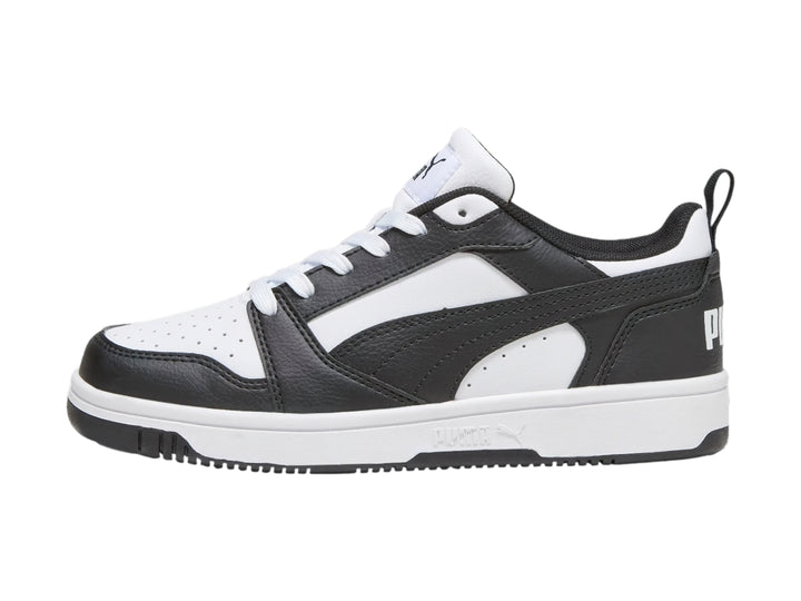 Tenis PUMA Rebound V6 Lo Blanco y Negro para Nino