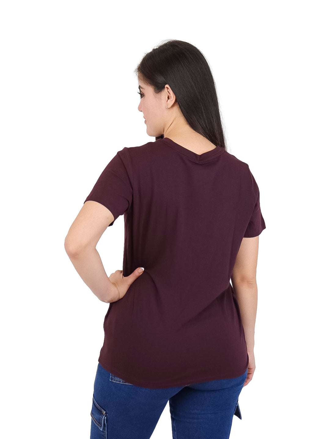 Playera DKNY Logo Color Vino para Mujer