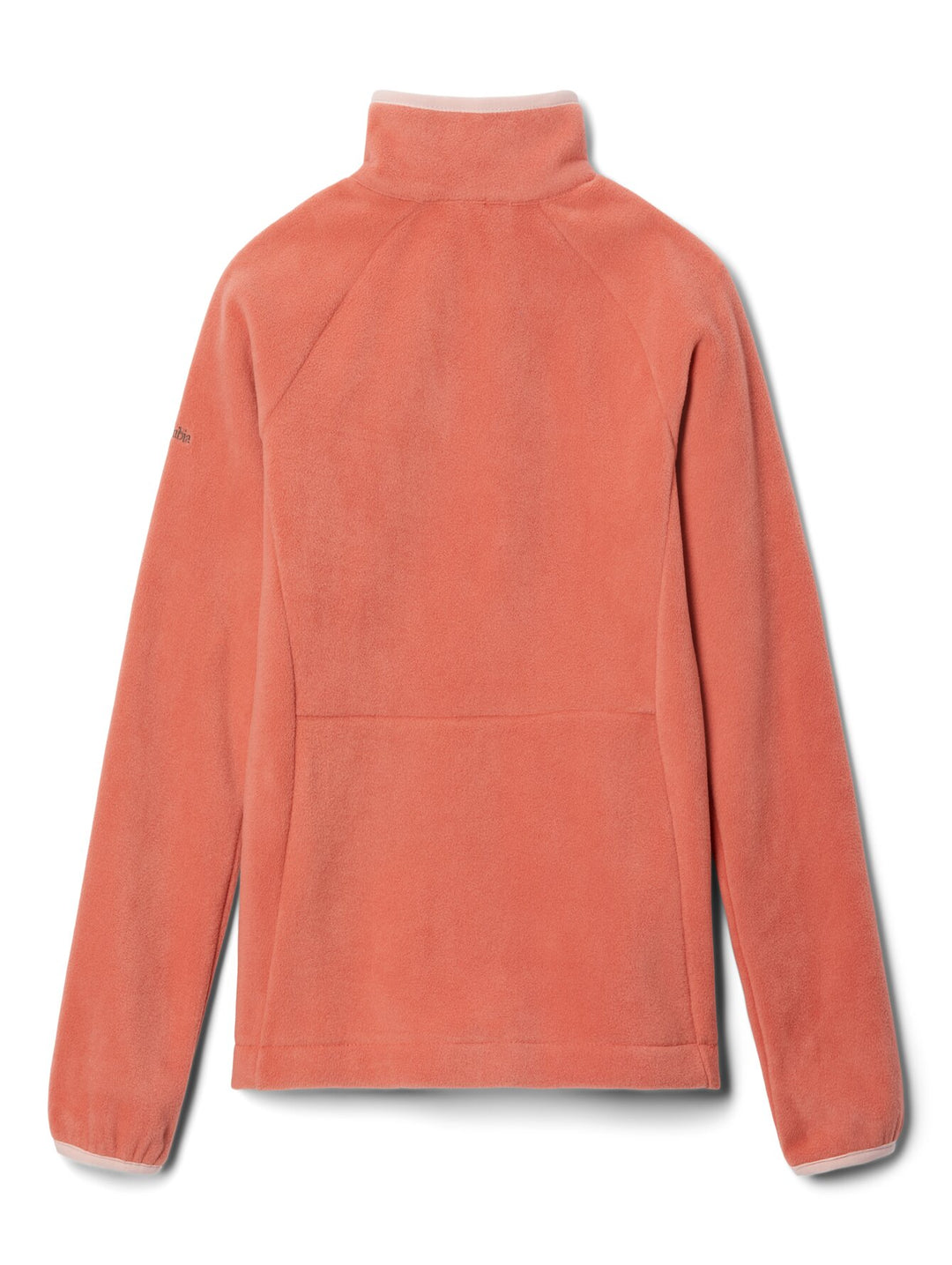 Chaqueta Columbia Fast Trek III Fleece en color durazno desvanecido con detalle en rosa palo y cierre completo.