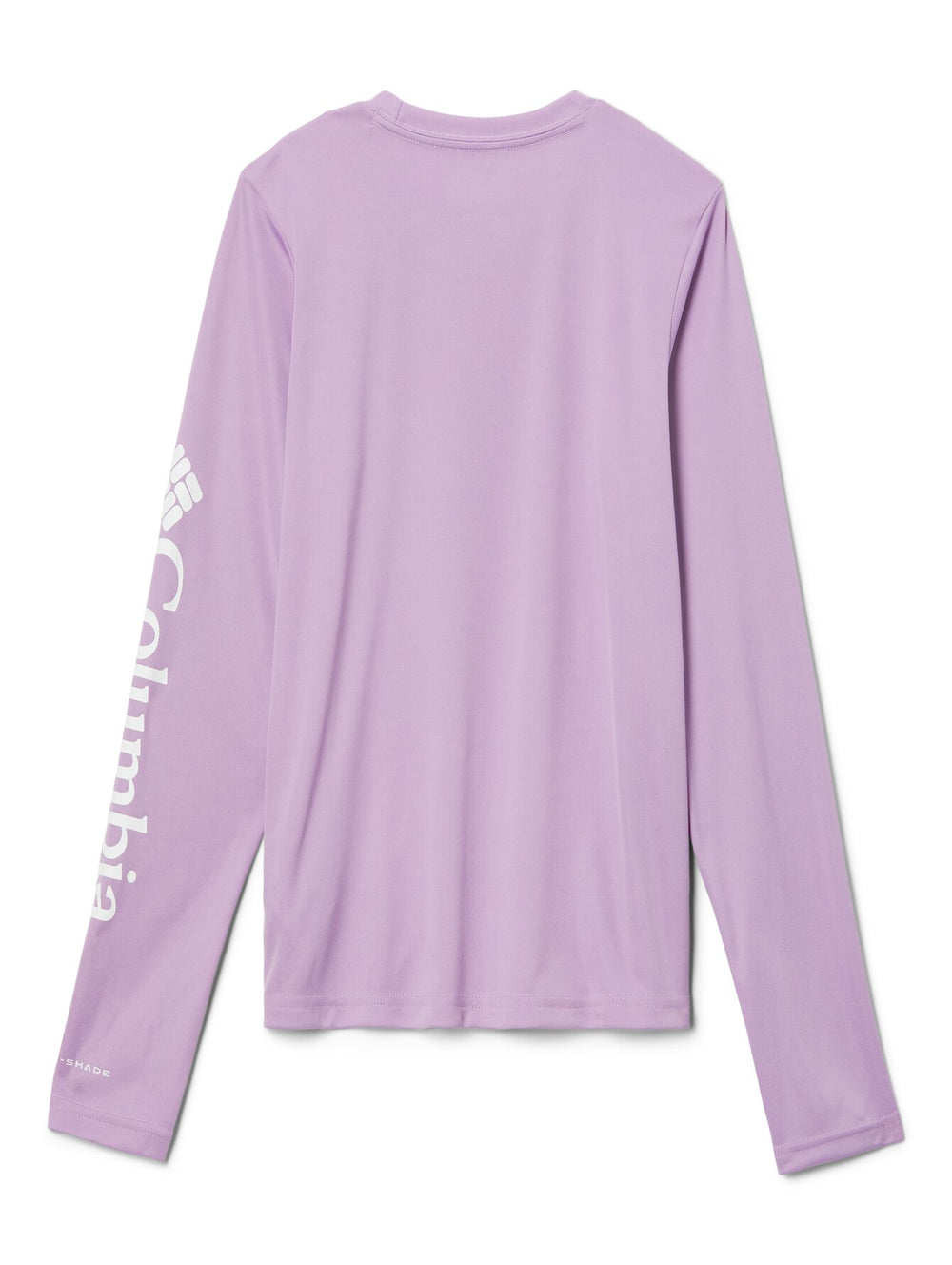 Camiseta de manga larga color morado claro de la marca Columbia para niños y niñas.