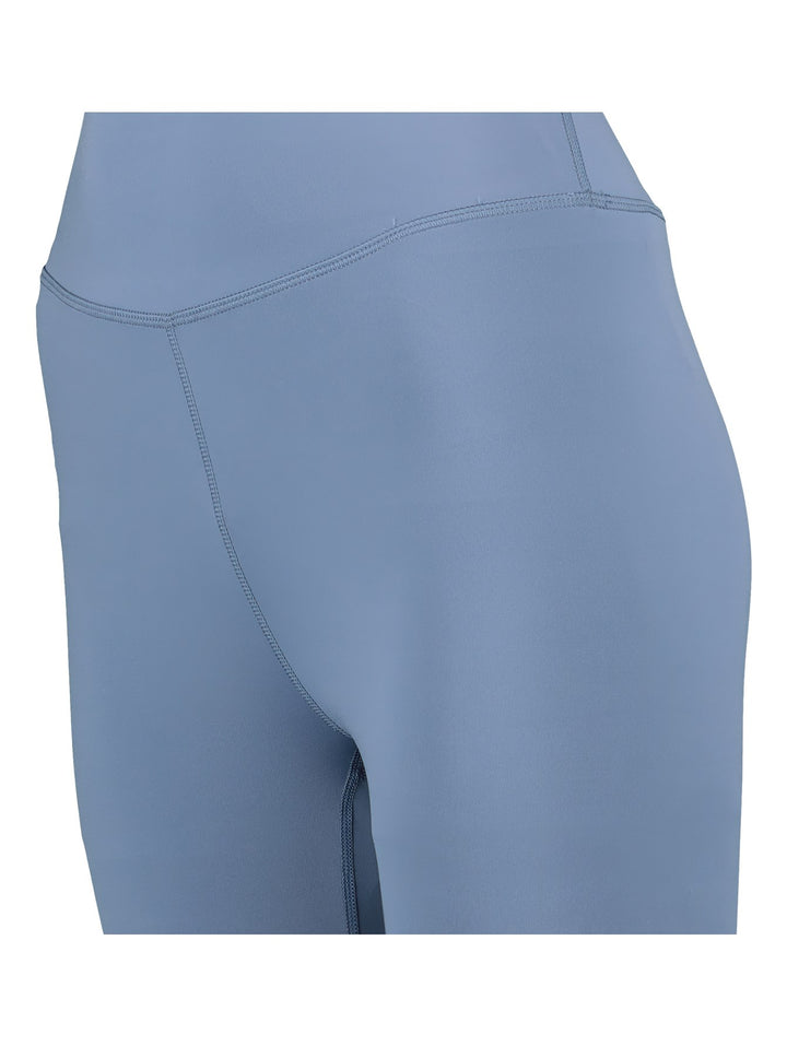 Leggings deportivos de color azul con cintura alta y diseño ajustado para mujer.
