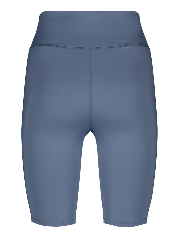 Mallas deportivas tipo biker en color azul lavanda para mujer con cintura alta.