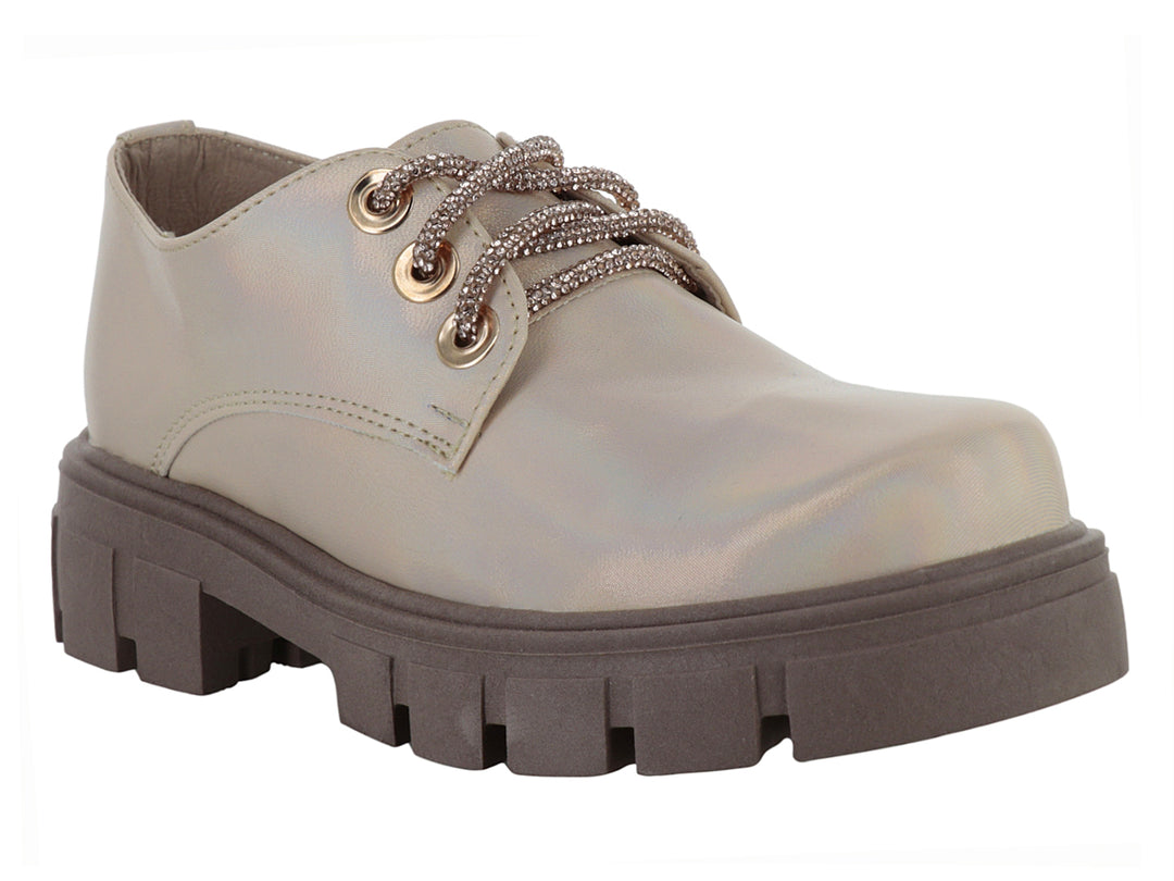 Zapatos Oxford Miroslava Color Platina para Nina