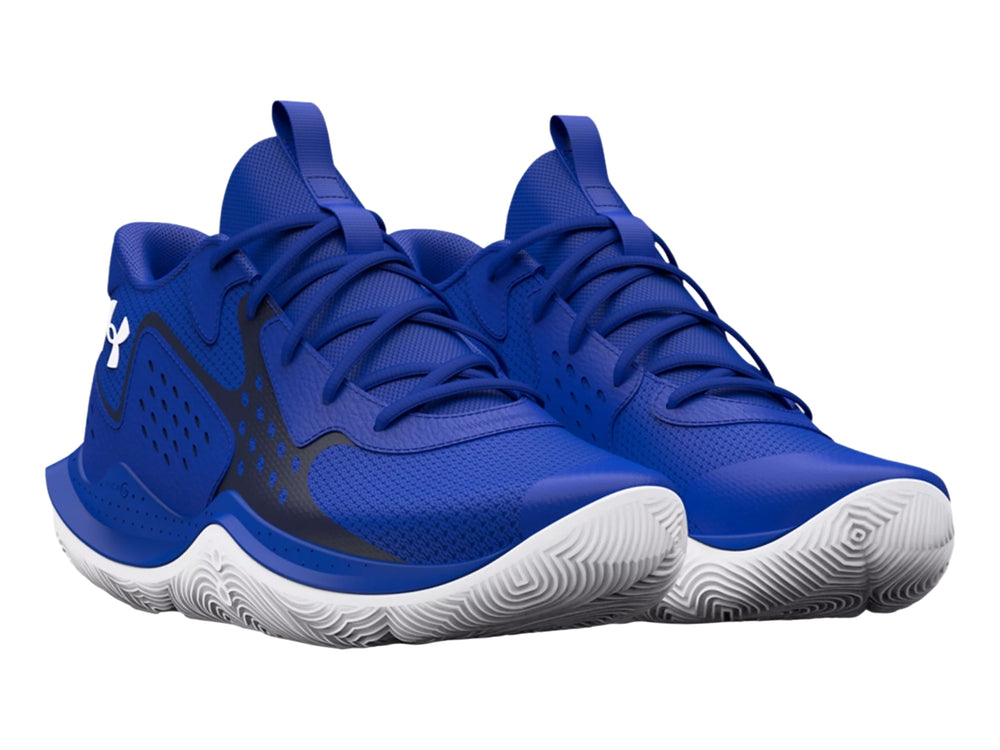 Tenis de baloncesto Under Armour en color azul royal con detalles en azul marino y suela blanca.
