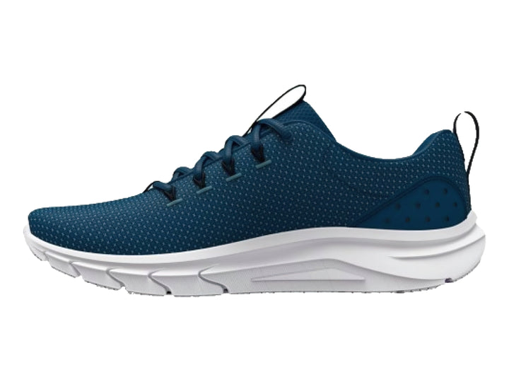 Tenis deportivos Under Armour UA Phade RN 2 en color azul marino con suela blanca.