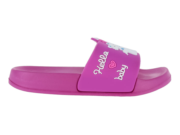 Sandalia deslizable de material EVA color fiusha con texto &