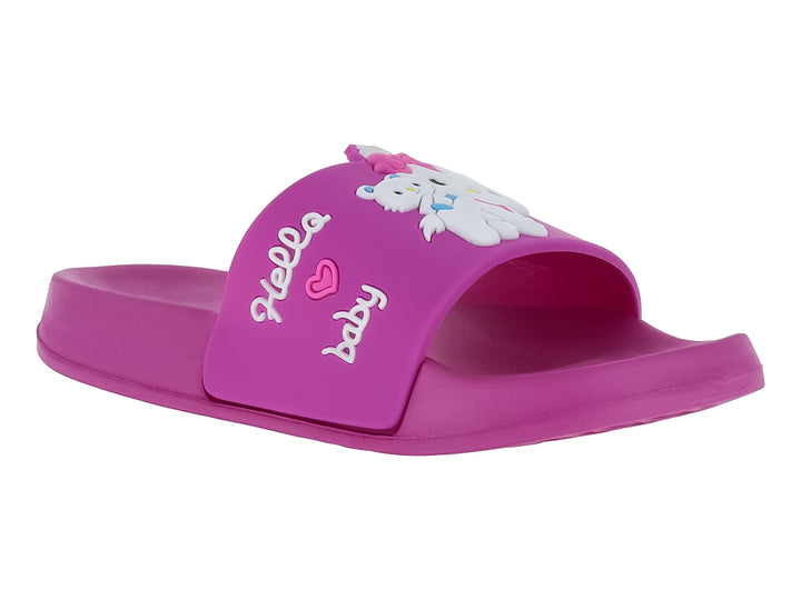 Sandalia deslizable de material EVA color fiusha con texto &