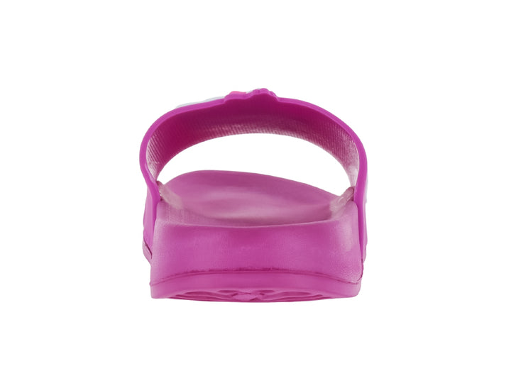 Sandalia deslizable de material EVA color fiusha con texto &