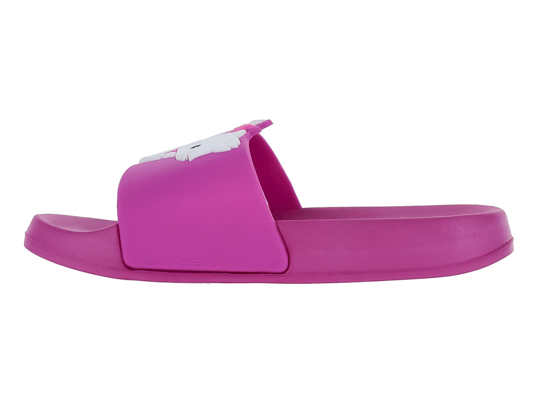 Sandalia deslizable de material EVA color fiusha con texto &