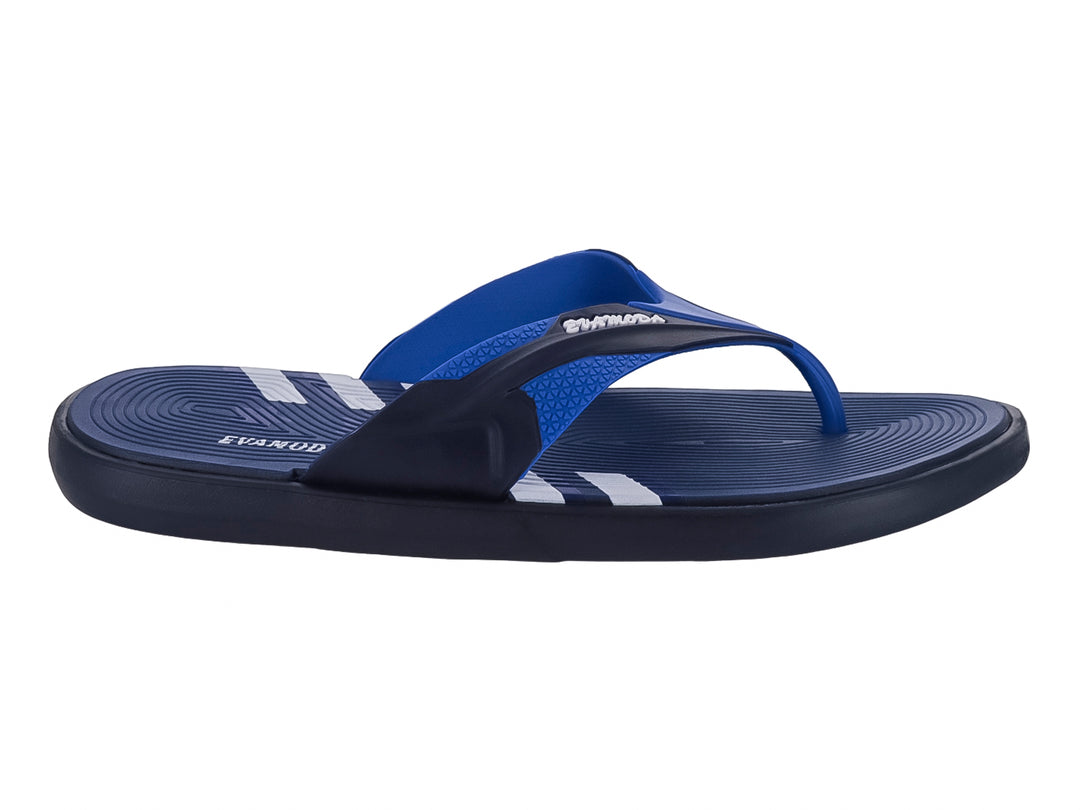 Sandalias de dedo color azul marino y azul real con detalles en blanco.