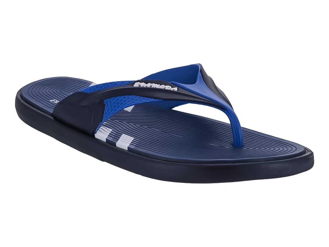 Sandalias de dedo color azul marino y azul real con detalles en blanco.