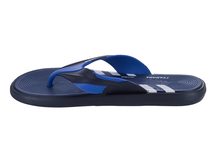 Sandalias de dedo color azul marino y azul real con detalles en blanco.