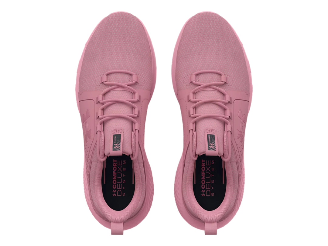 Tenis deportivos Under Armour color rosa Pink Elixir con diseño de malla y suela Charged.