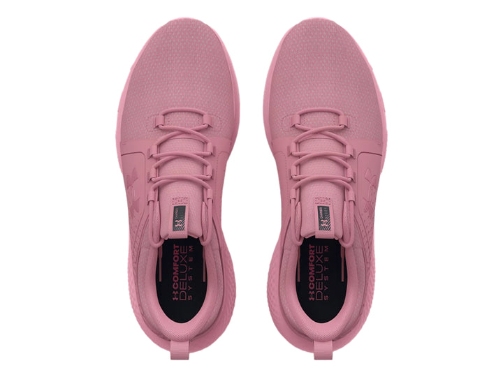 Tenis deportivos Under Armour color rosa Pink Elixir con diseño de malla y suela Charged.