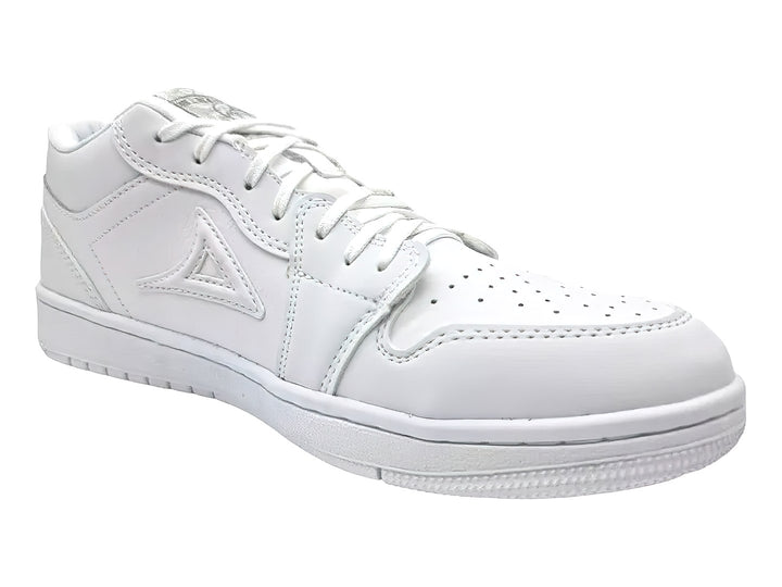 Tenis deportivos Pirma Brasil en color blanco total con suela blanca y agujetas coordinadas.